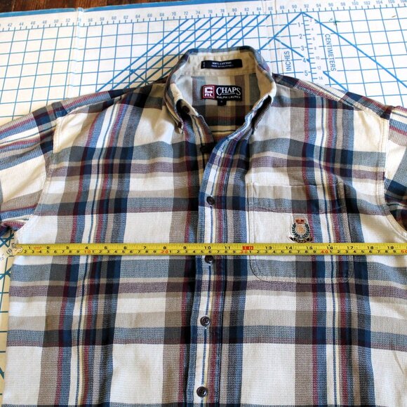 Vintage 90s CHAPS Ralph Lauren Plaid Cotton Knit Button Down Shirt, Small - Picture 5 of 7